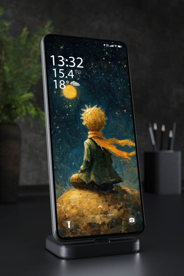 Mobile Wallpaper 7680 - The Little Prince Under a Golden Starry Sky