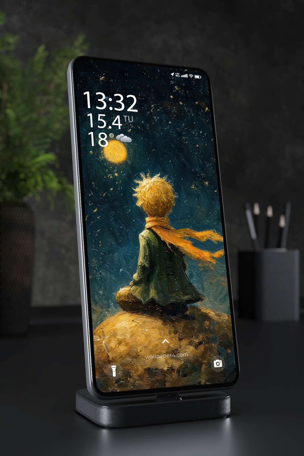 Mobile Wallpaper 7680 - The Little Prince Under a Golden Starry Sky