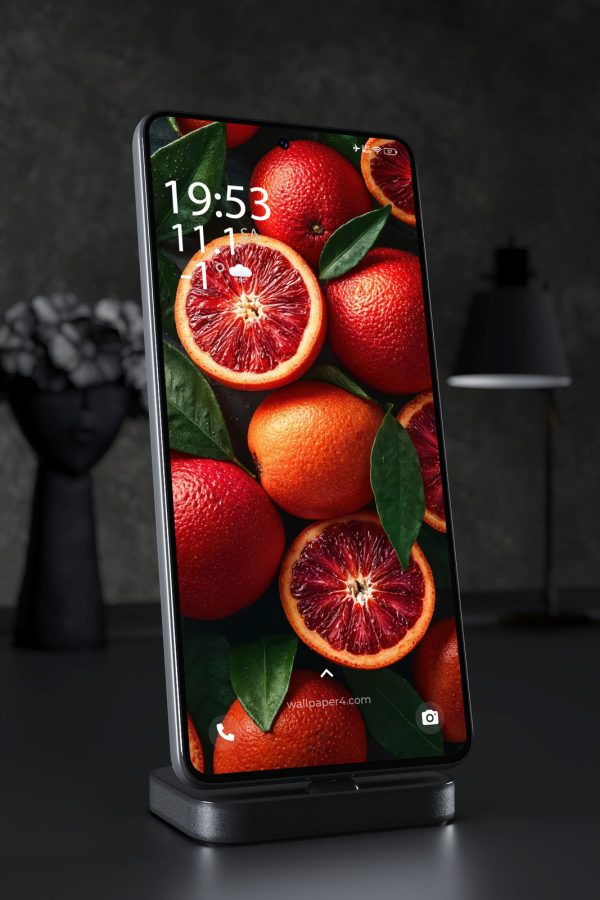 Mobile Wallpaper 7704 - Vibrant Blood Oranges with Dark Green Leaves