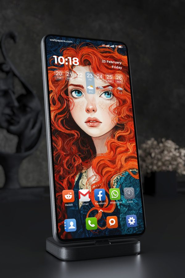 Phone Wallpaper 7726 - Merida Portrait with Fiery Red Curls
