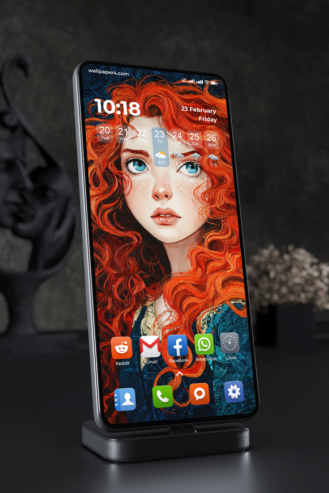 Phone Wallpaper 7726 - Merida Portrait with Fiery Red Curls