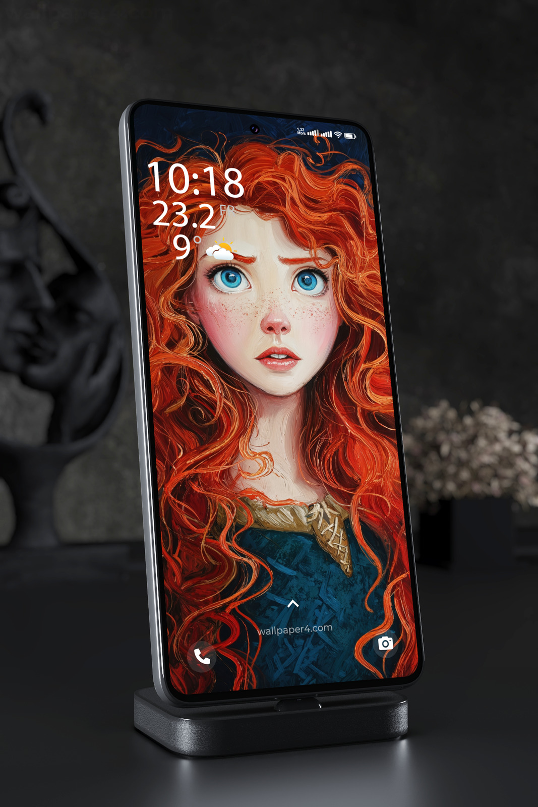 Mobile Wallpaper 7726 - Merida Portrait with Fiery Red Curls