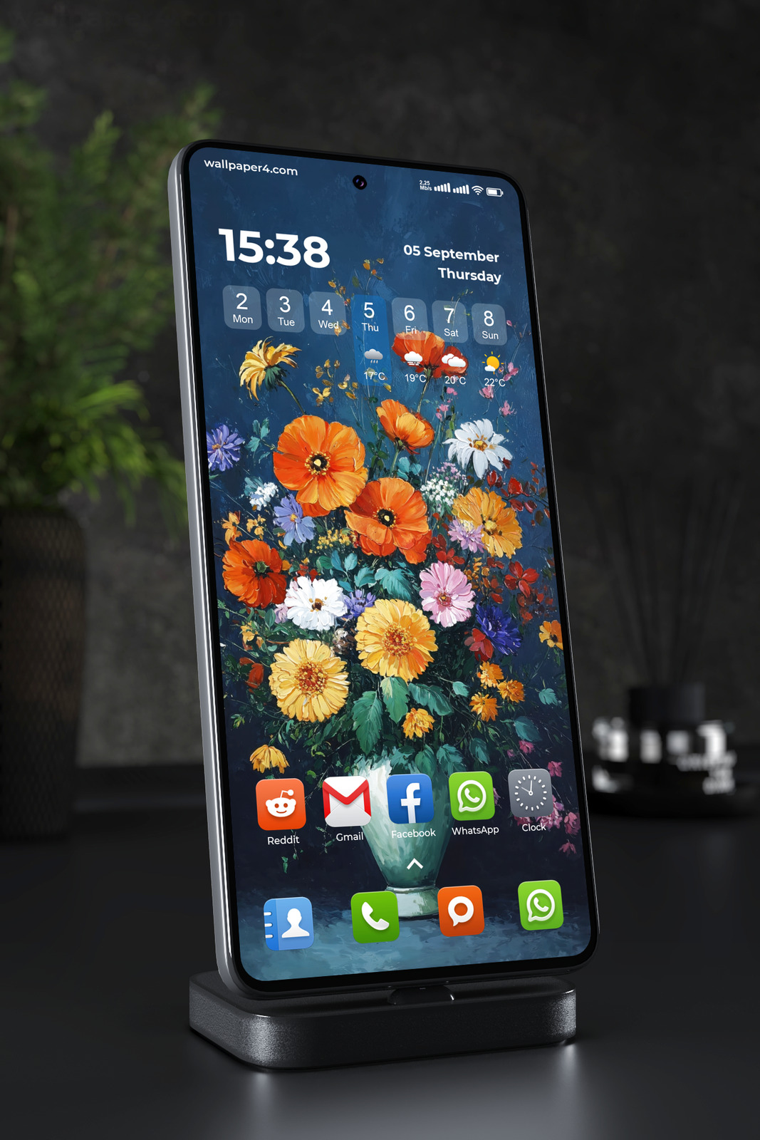Mobile Wallpaper 7734 - Colorful Wildflower Bouquet Oil Painting