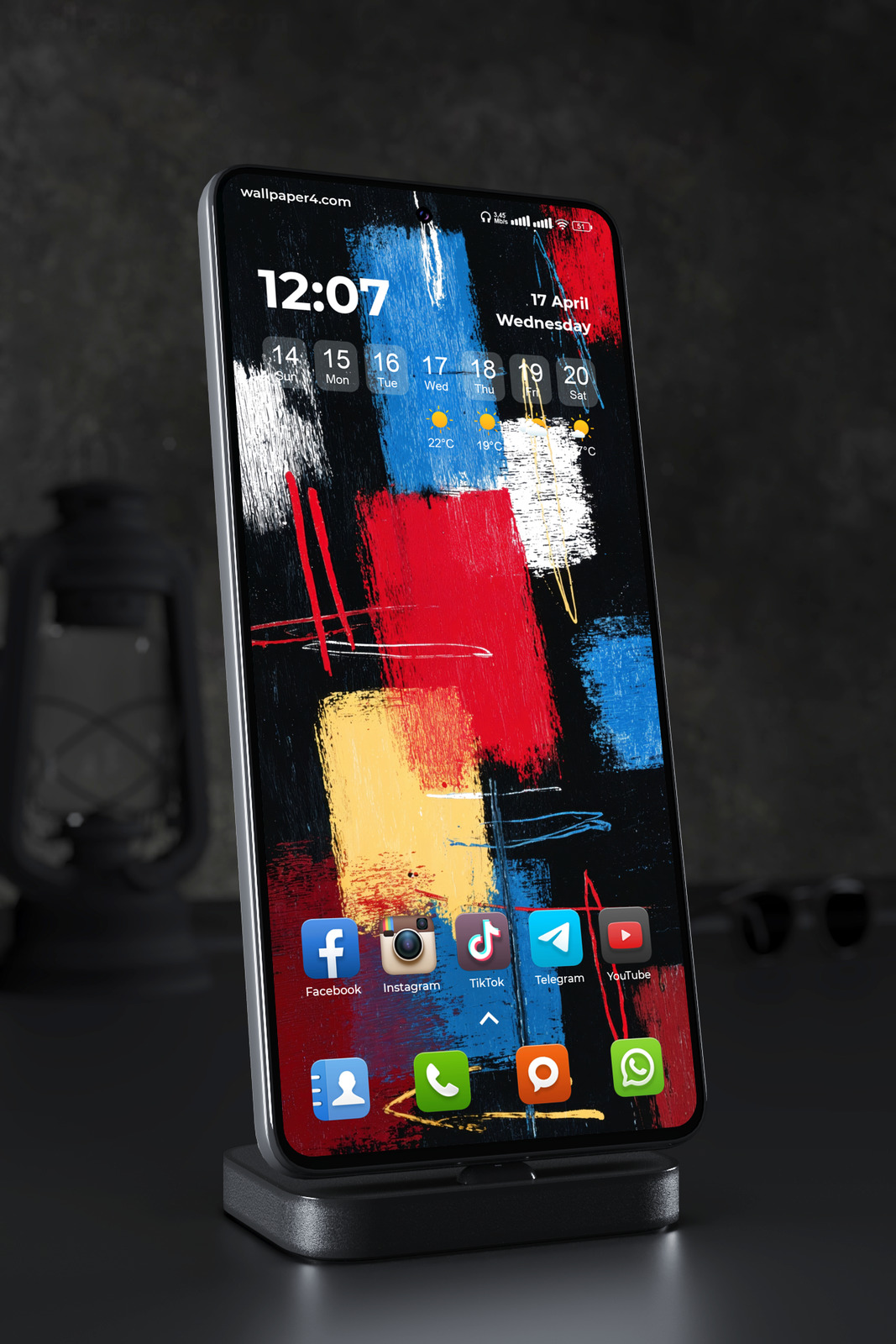 Mobile Wallpaper 7837 - Bold Abstract Brush Strokes on Black