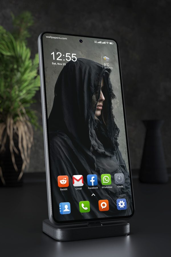 Phone Wallpaper 7846 - Dark Hooded Woman Portrait in Moody Style