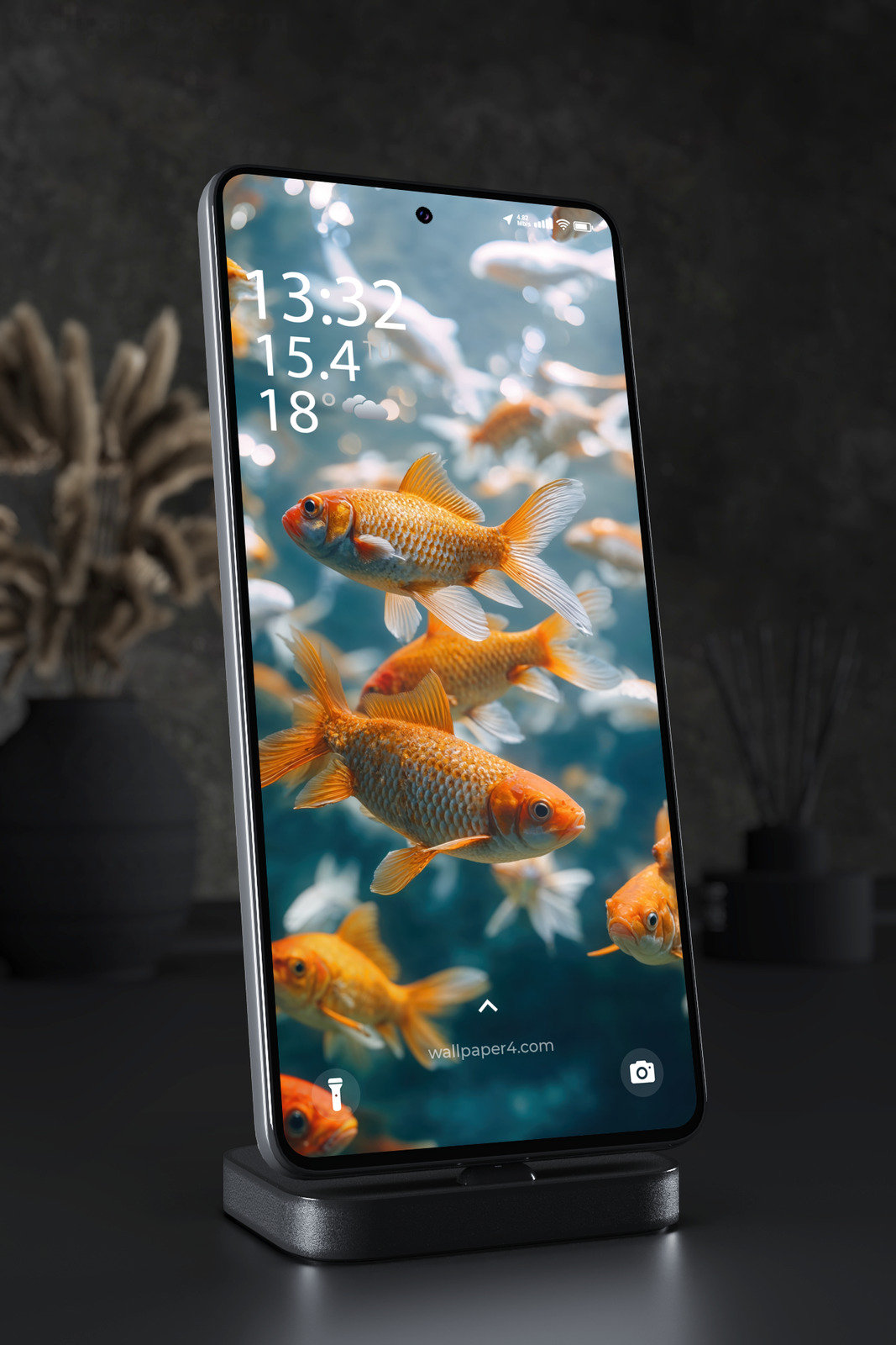 Mobile Wallpaper 7862 - Golden Fish Swimming in Blue Aquarium Water