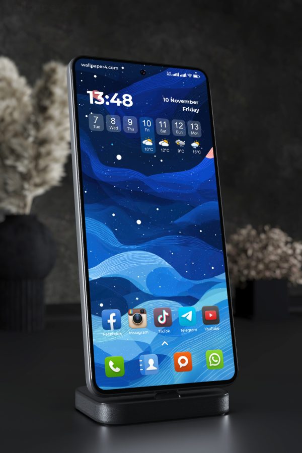 Mobile Wallpaper 7866 - Abstract Blue Space Waves Background