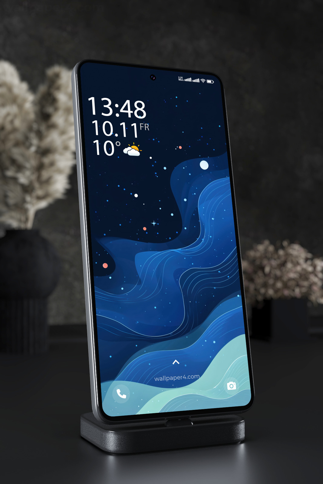 Mobile Wallpaper 7866 - Abstract Blue Space Waves Background