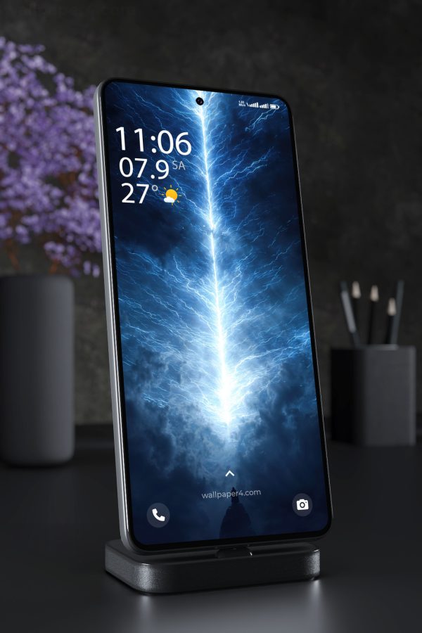 Phone Wallpaper 7871 - Epic Blue Lightning Storm Energy Background