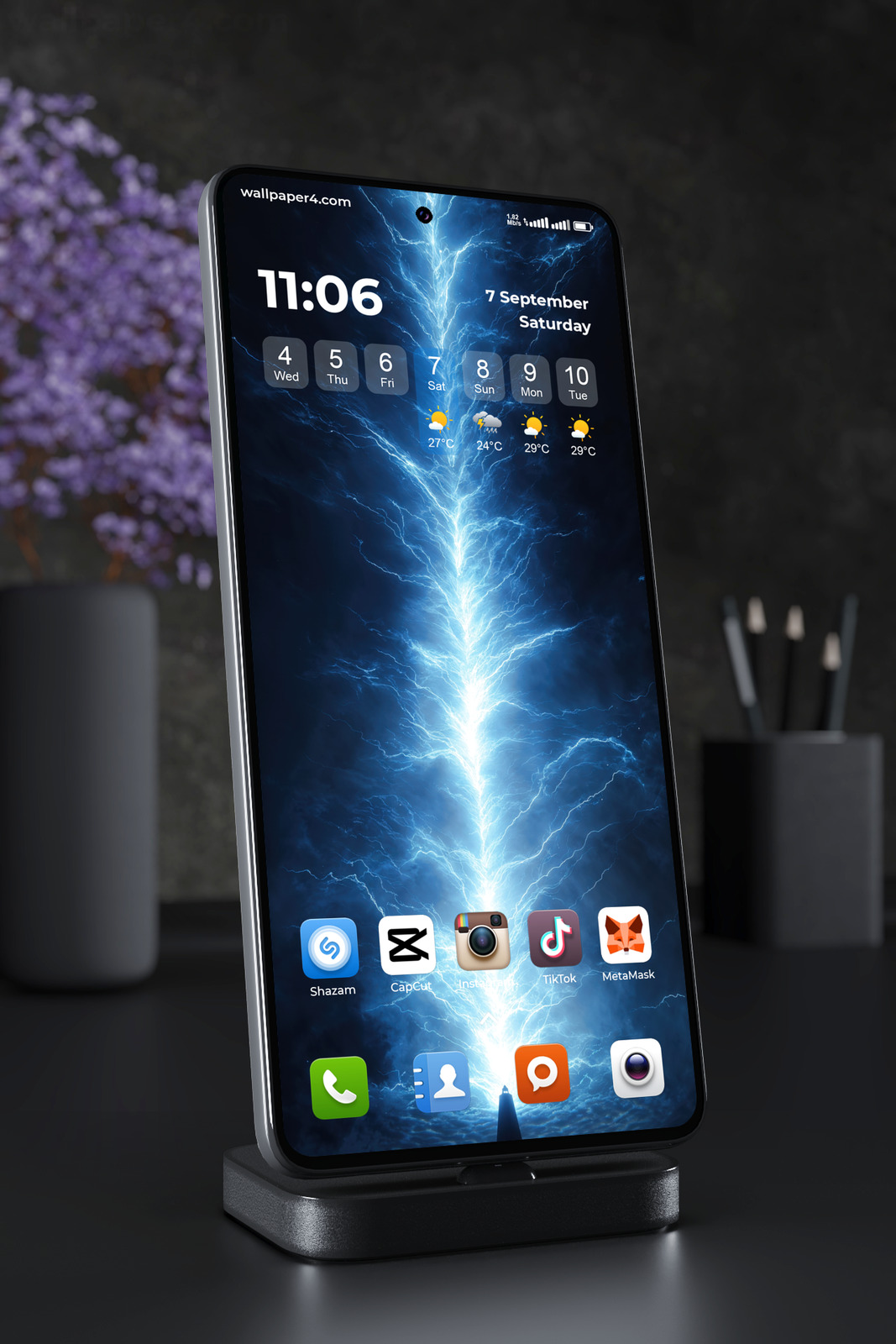 Mobile Wallpaper 7871 - Epic Blue Lightning Storm Energy Background