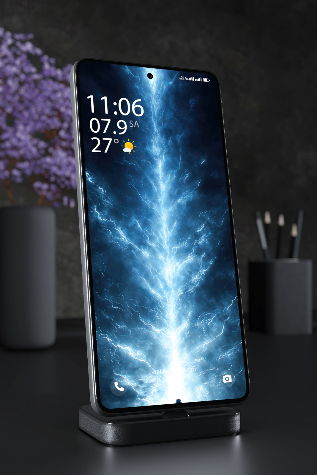 Mobile Wallpaper 7871 - Epic Blue Lightning Storm Energy Background