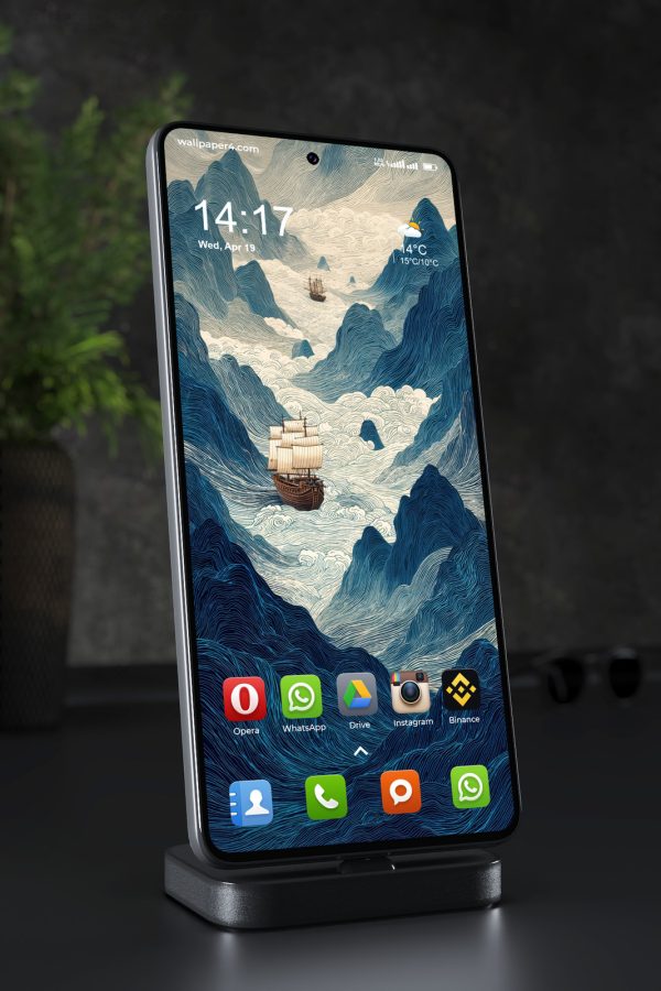 Phone Wallpaper 7886 - Ancient Ship Sailing Through Blue Ocean Waves