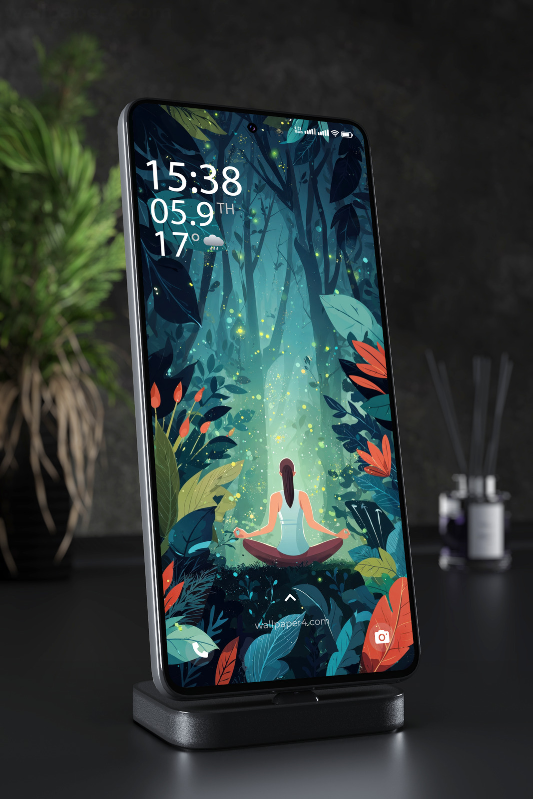 Mobile Wallpaper 7900 - Mystical Forest Meditation Scene Wallpaper