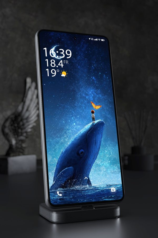 Phone Wallpaper 7913 - Cosmic Whale Under a Starry Night Sky