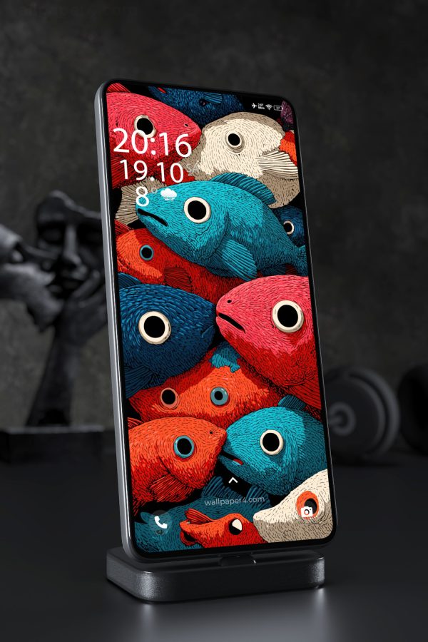 Phone Wallpaper 7951 - Colorful Fish Pattern Art Wallpaper