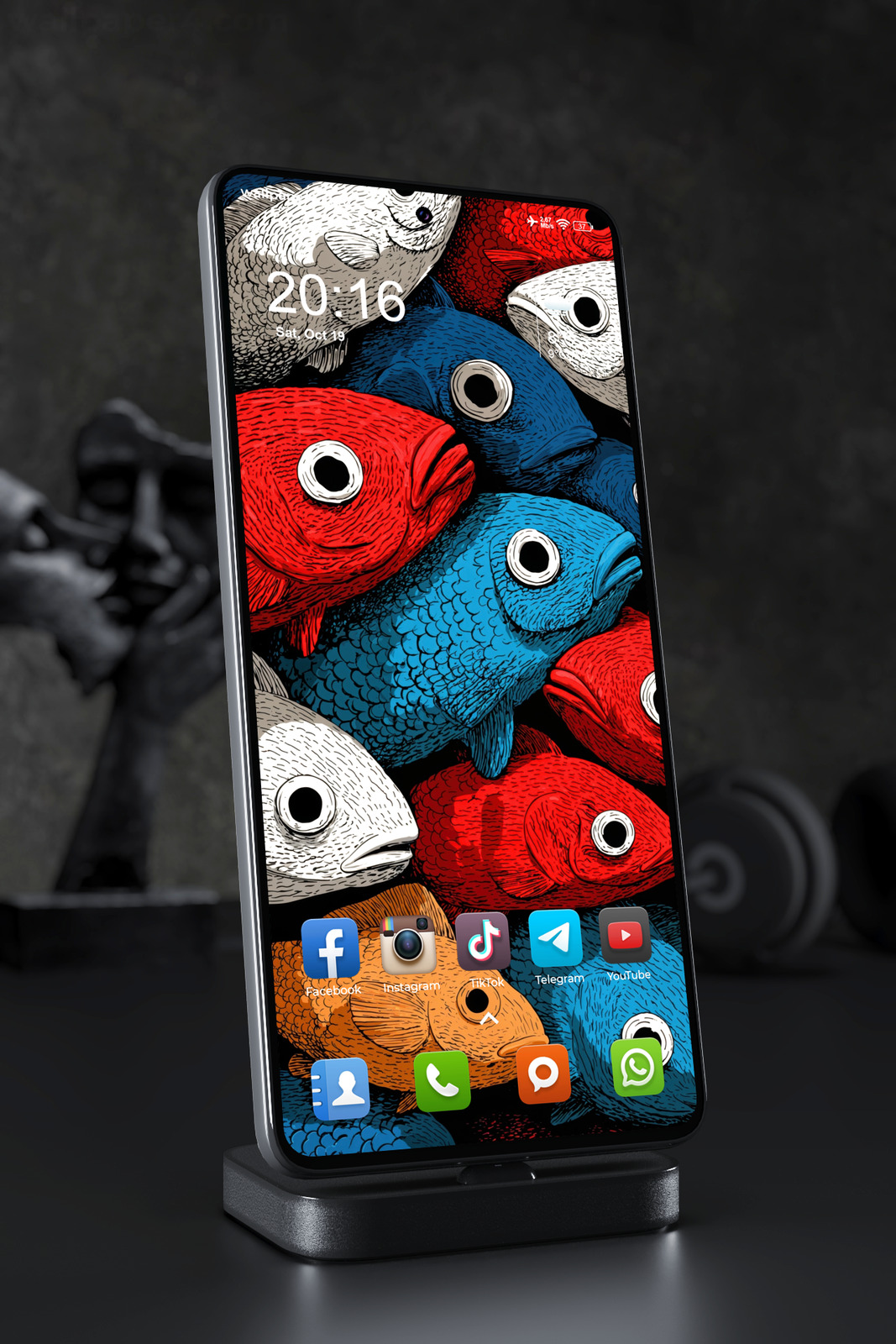 Mobile Wallpaper 7951 - Colorful Fish Pattern Art Wallpaper