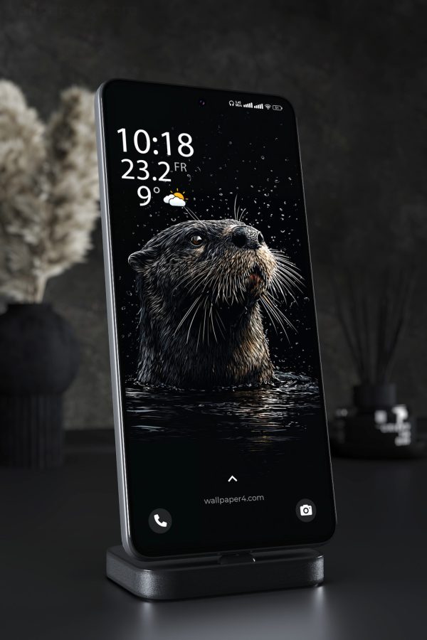 Mobile Wallpaper 7969 - Otter Portrait in Dark Ocean Style
