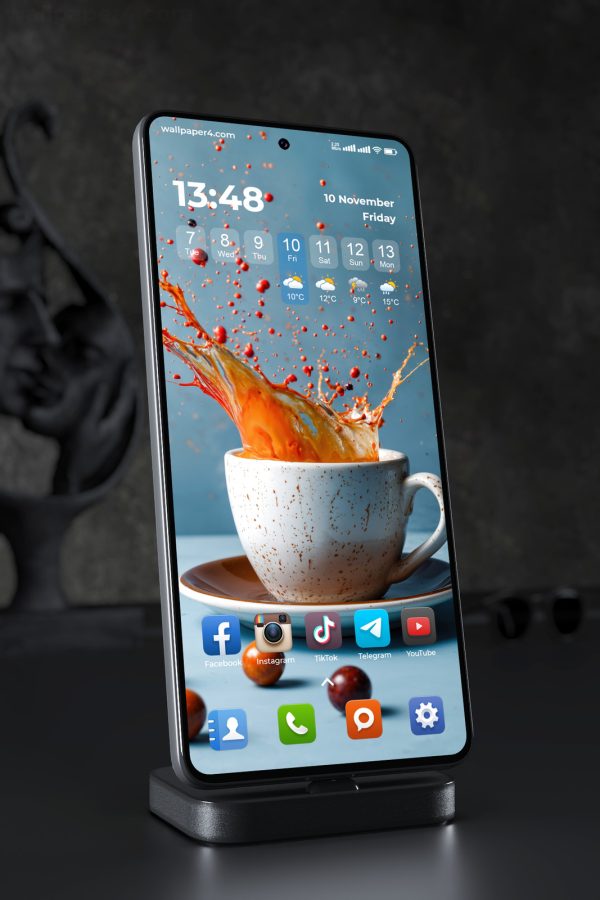 Phone Wallpaper 7975 - Dynamic Coffee Splash with Abstract Liquid Art
