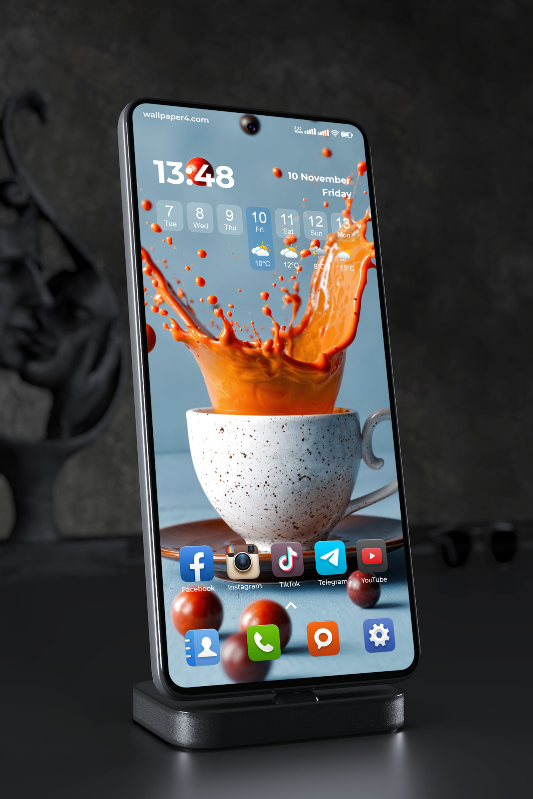 Mobile Wallpaper 7975 - Dynamic Coffee Splash with Abstract Liquid Art