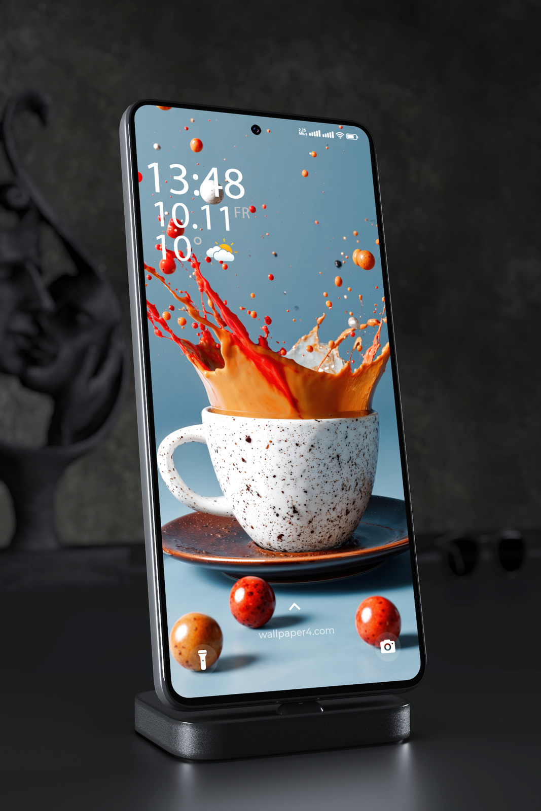Mobile Wallpaper 7975 - Dynamic Coffee Splash with Abstract Liquid Art