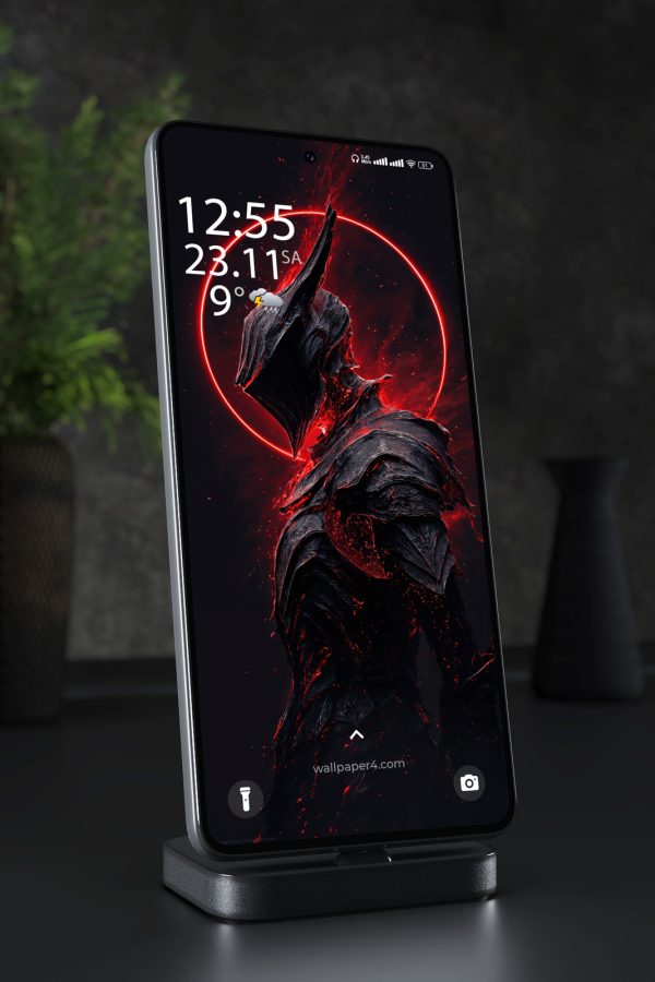 Phone Wallpaper 7987 - Dark Red Knight Fantasy Warrior Armor Art