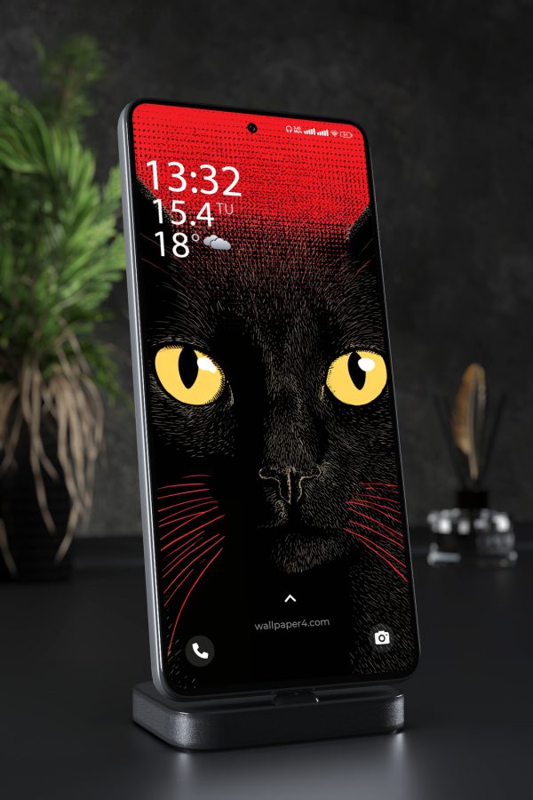 Phone Wallpaper 7995 - Black Cat Abstract Art Wallpaper Design