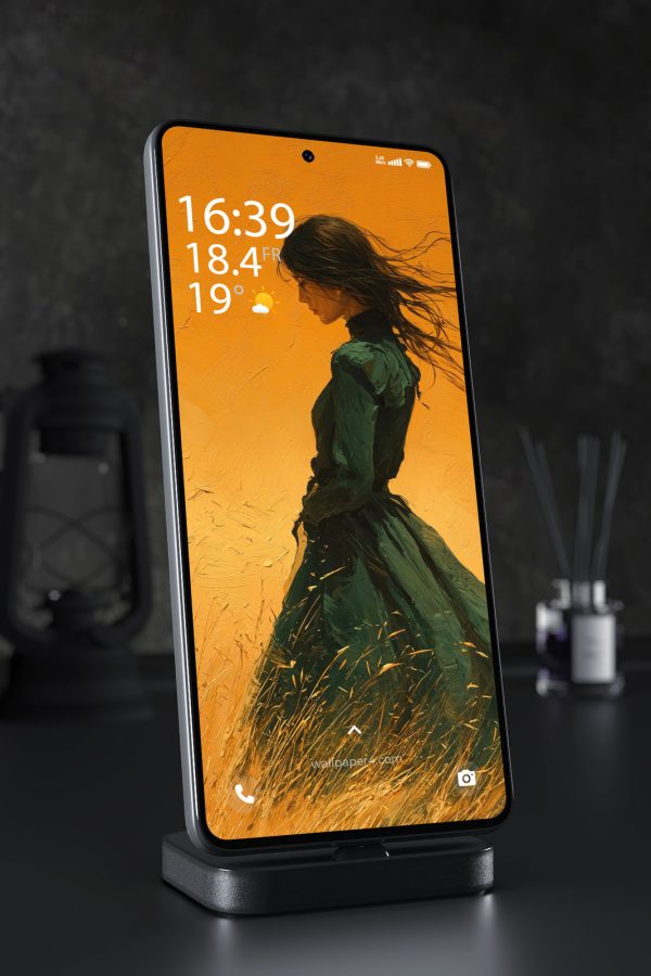 Mobile Wallpaper 7999 - Elegant Dark Woman Portrait in Golden Light