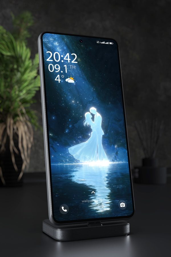Mobile Wallpaper 8086 - Starry Night Romance Beneath a Blue Sky
