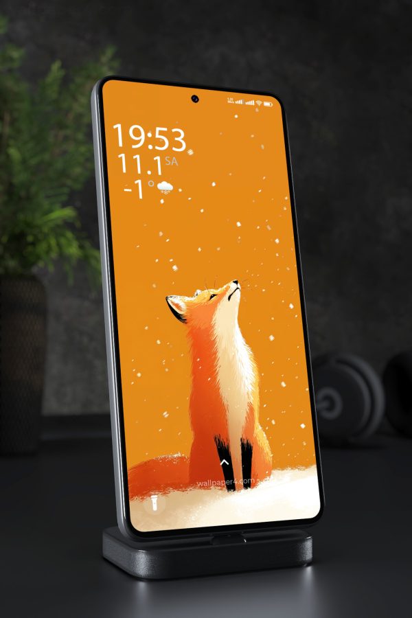 Phone Wallpaper 8190 - Curious Red Fox in Gentle Winter Snow