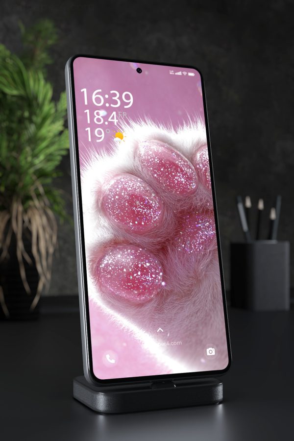 Mobile Wallpaper 8208 - Sparkling Pink Cat Paw in Dreamy Soft Light