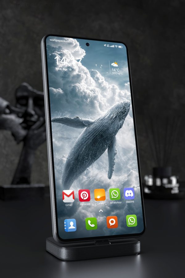 Phone Wallpaper 8211 - Majestic Humpback Whale Above the Storm Clouds