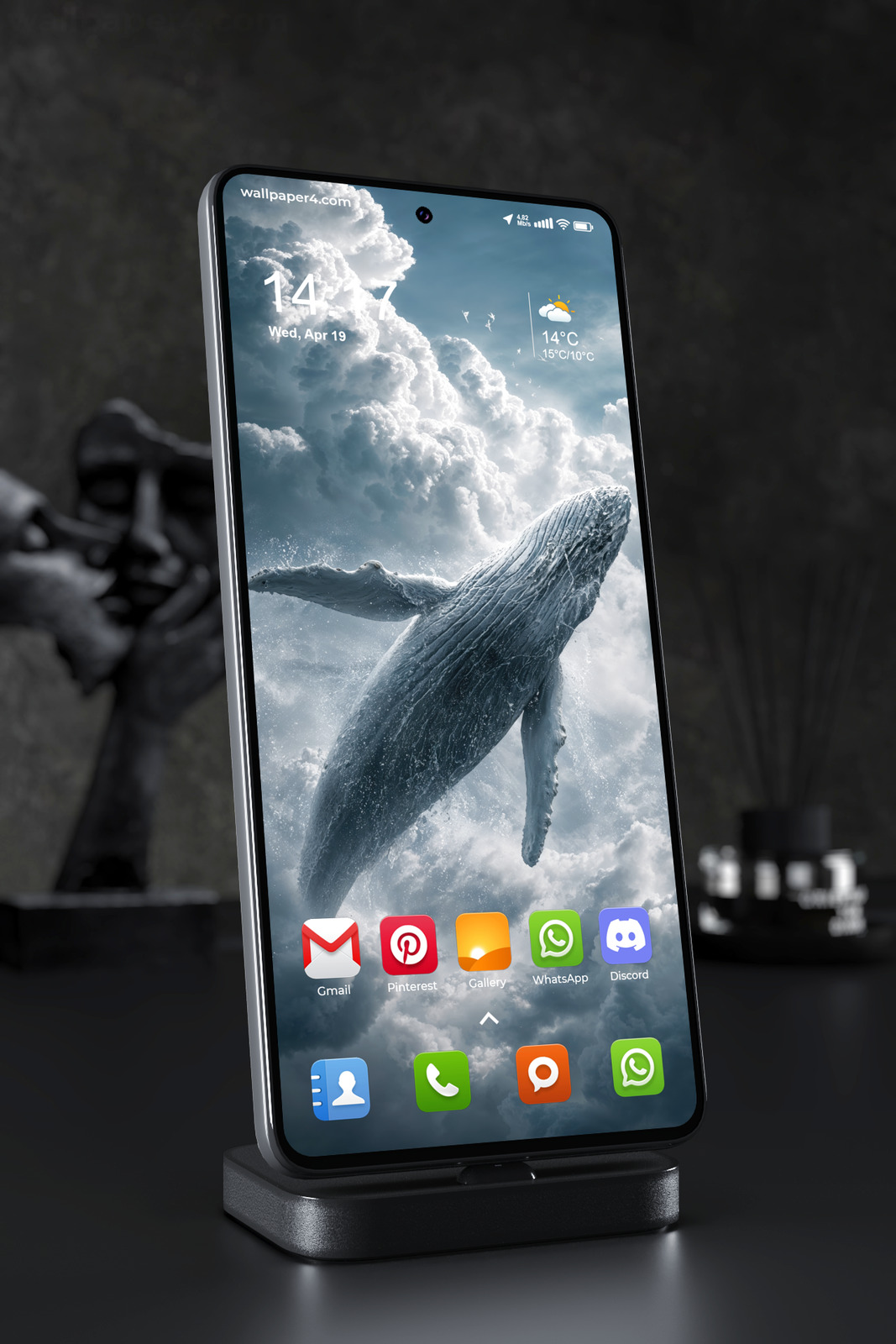 Phone Wallpaper 8211 - Majestic Humpback Whale Above the Storm Clouds