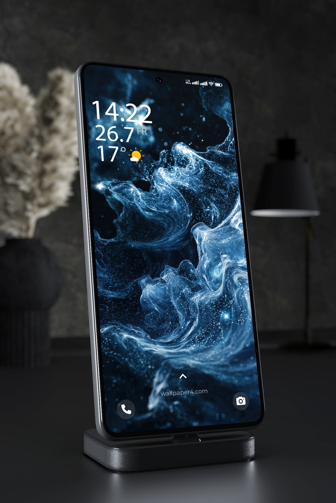 Phone Wallpaper 8230 - Cosmic Blue Energy Flow in Deep Space
