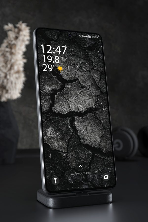 Phone Wallpaper 8241 - Dark Cracked Stone Abstract Texture