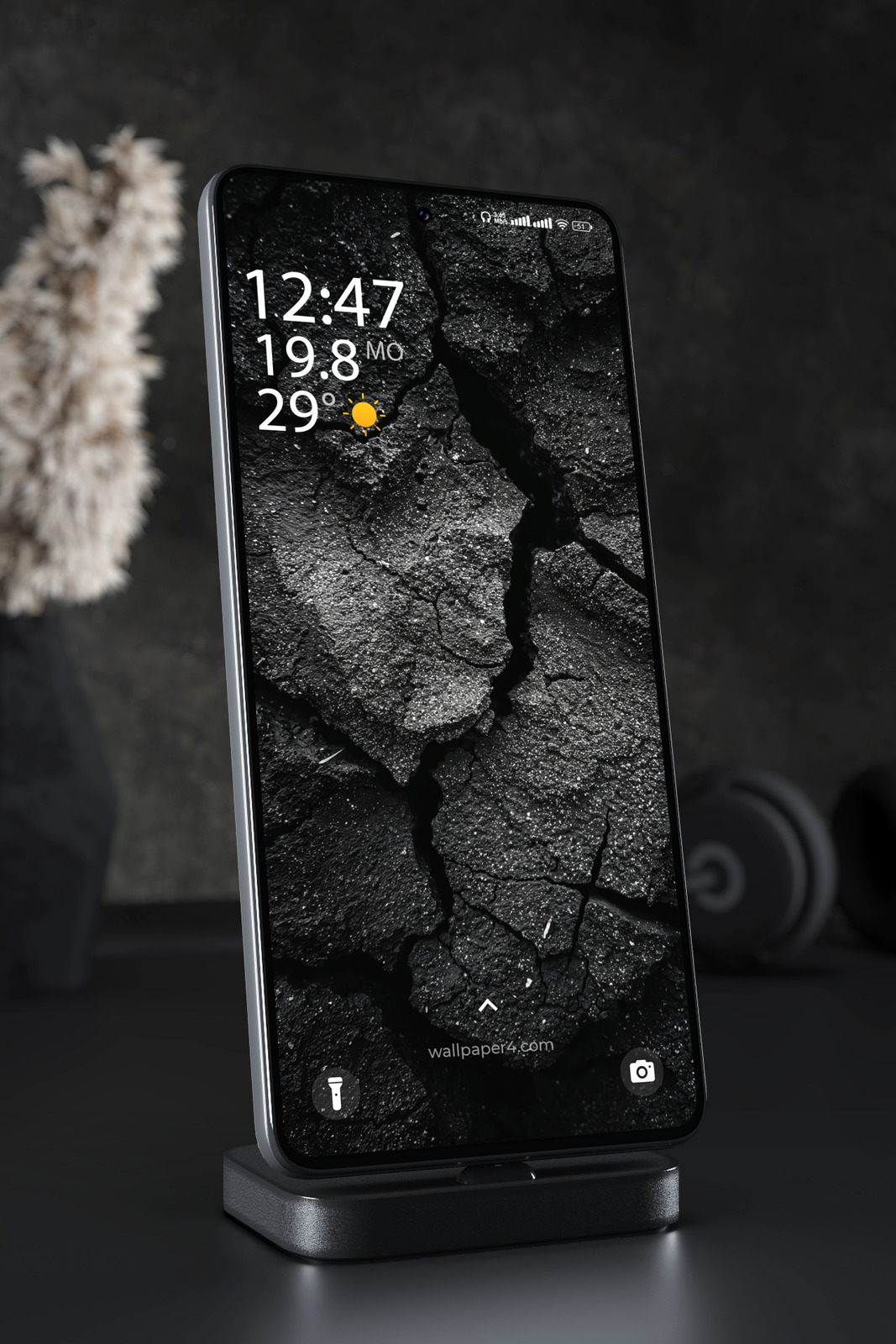 Mobile Wallpaper 8241 - Dark Cracked Stone Abstract Texture