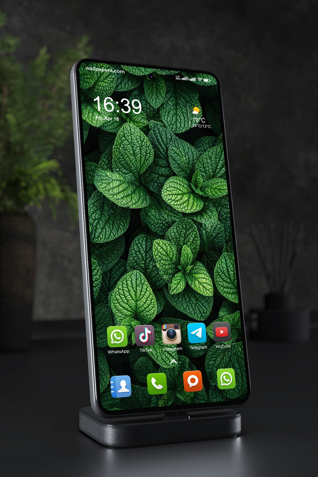 Mobile Wallpaper 8245 - Deep Green Tropical Leaves with Rich Texture