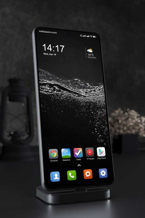 Mobile Wallpaper 8250 - Dark Water Surface with Silver Waves and Bubbles