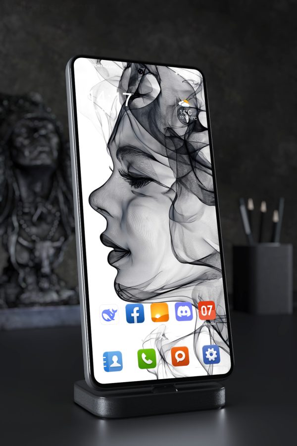 Phone Wallpaper 8257 - Abstract Monochrome Faces in Flowing Smoke