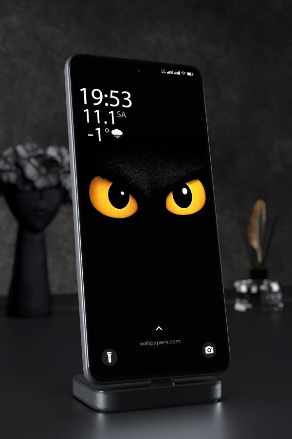 Phone Wallpaper 8272 - Glowing Angry Eyes Hidden in Deep Darkness
