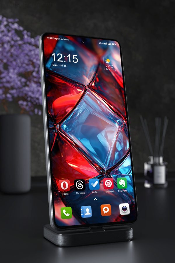 Mobile Wallpaper 8290 - Red and Blue Abstract Glass Geometry