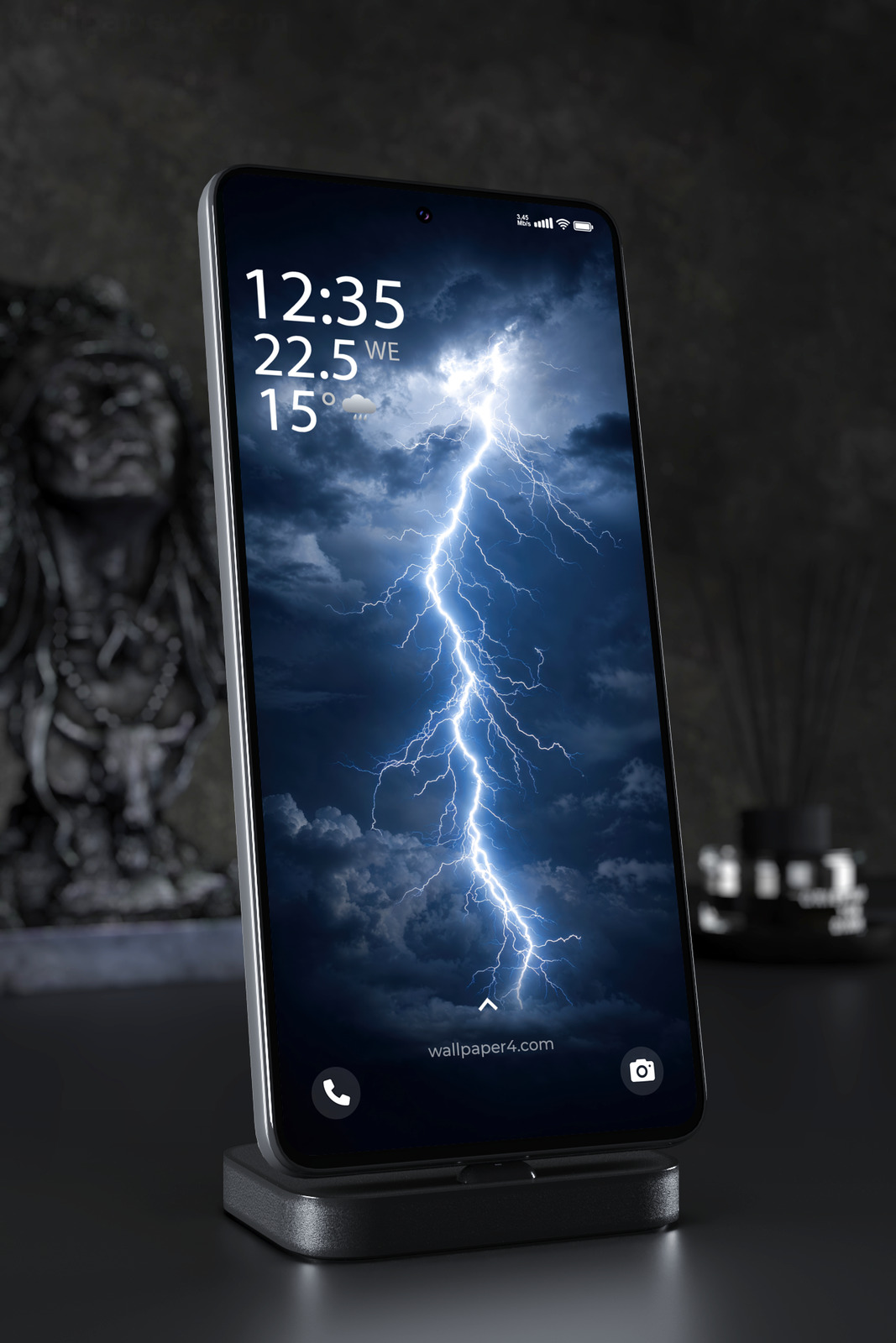 Mobile Wallpaper 8305 - Electric Lightning Strike in a Dark Stormy Sky