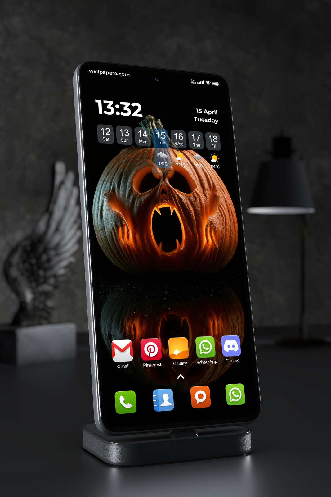 Mobile Wallpaper 8376 - Ghostface Halloween Pumpkin in Dark Horror Style