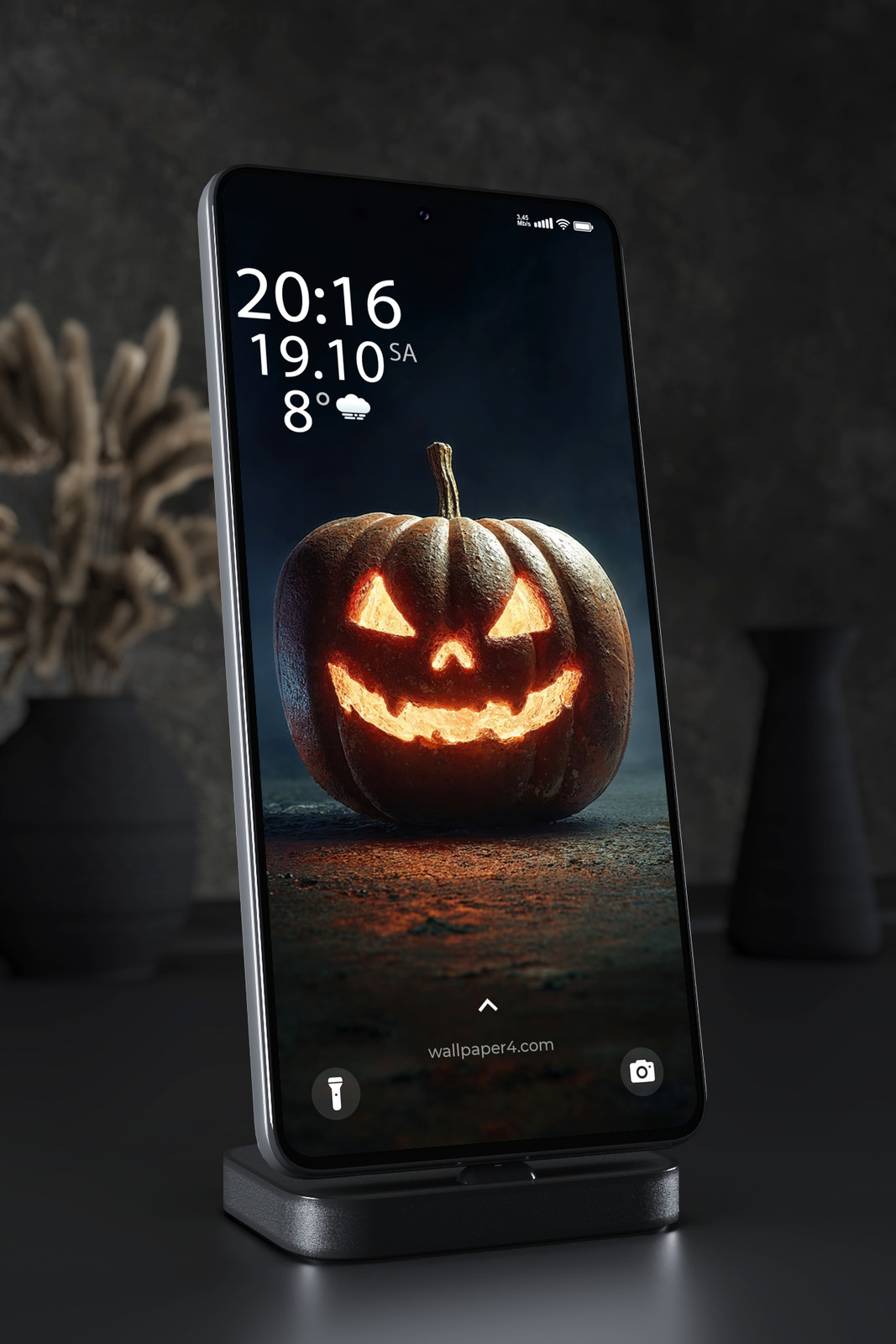 Phone Wallpaper 8381 - Glowing Halloween Jack O Lantern in the Dark