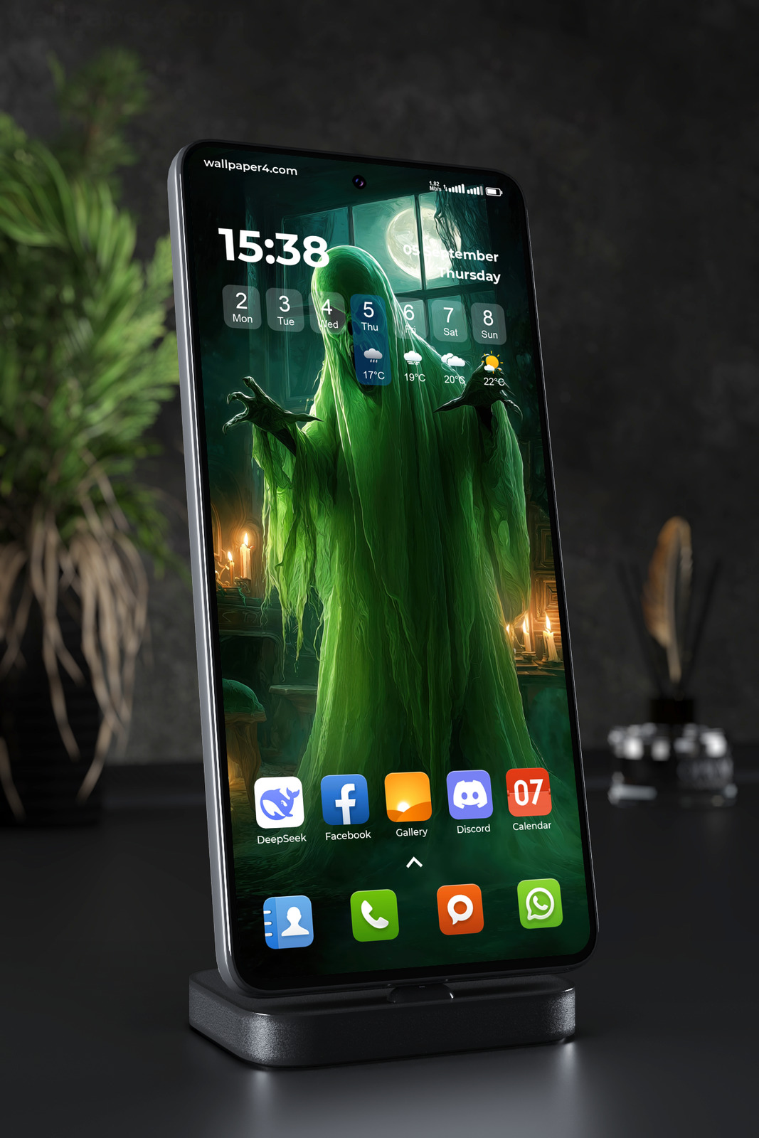 Mobile Wallpaper 8410 - Terrifying Ghost in a Moonlit Haunted Forest
