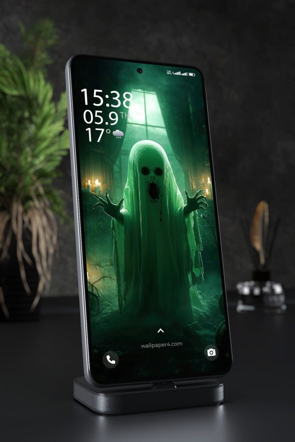 Mobile Wallpaper 8410 - Terrifying Ghost in a Moonlit Haunted Forest