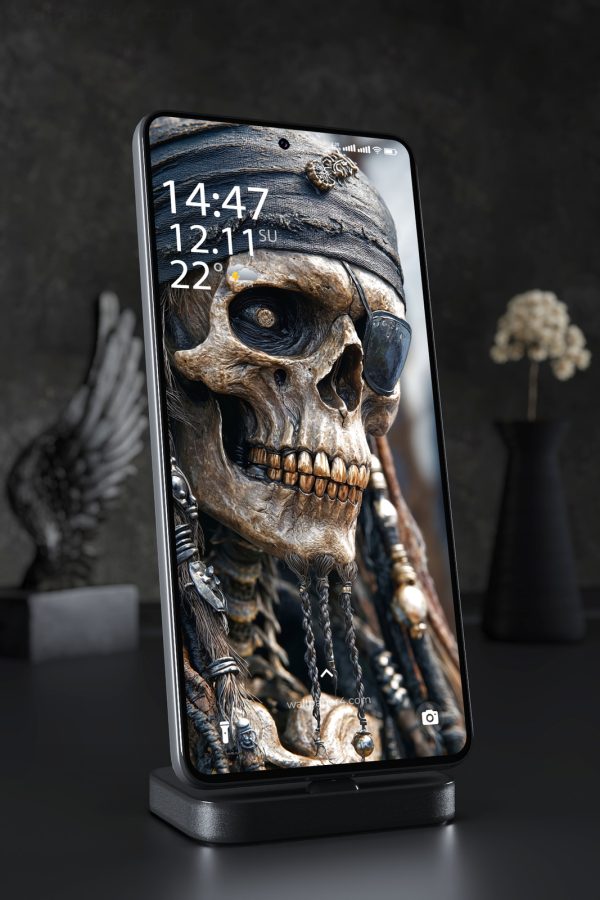 Mobile Wallpaper 8511 - Dark Pirate Skull with Eyepatch and Bandana