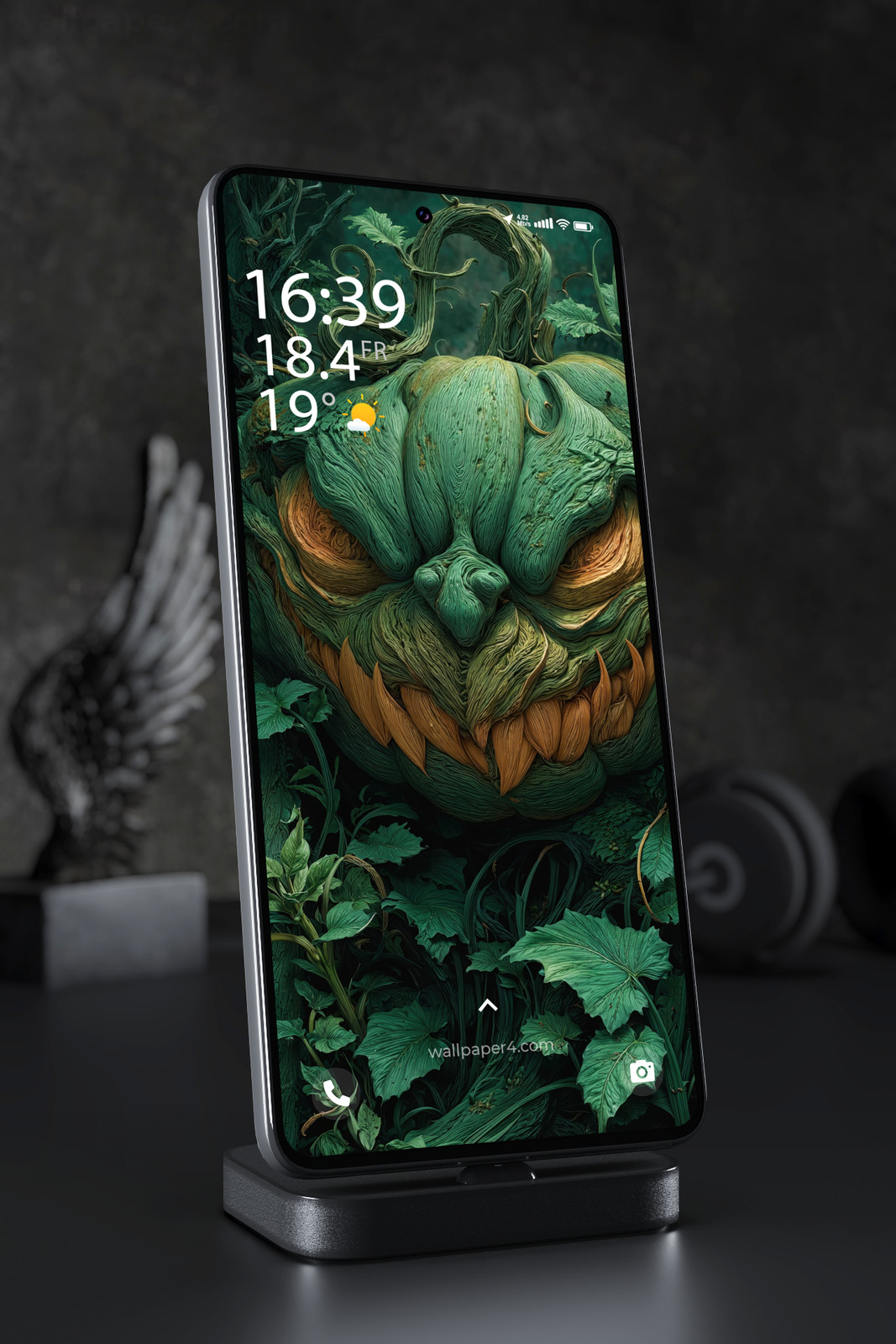 Mobile Wallpaper 8542 - Dark Forest Pumpkin Creature Fantasy Art