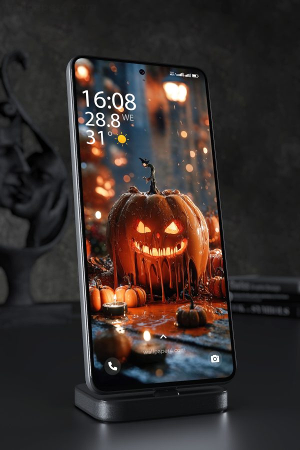 Phone Wallpaper 8557 - Glowing Halloween Jack O Lantern Pumpkin