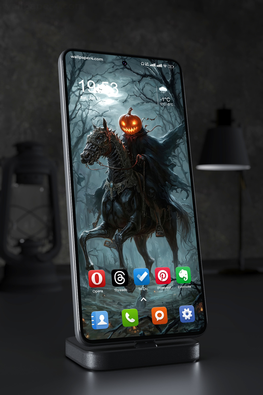 Mobile Wallpaper 8569 - Headless Horseman in a Haunted Halloween Forest