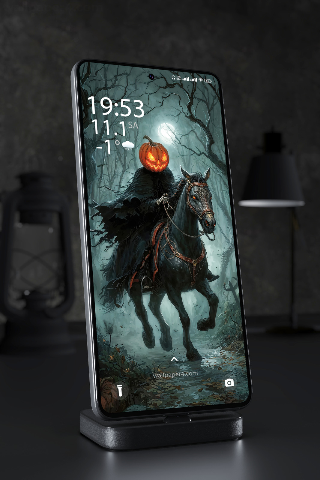 Mobile Wallpaper 8569 - Headless Horseman in a Haunted Halloween Forest